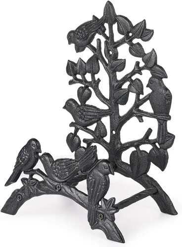 Miniatura 8 de Sungmor Soporte de manguera de jardín de hierro fundido resistente, colgador de manguera de agua montado en la pared, estante de manguera decorativo
