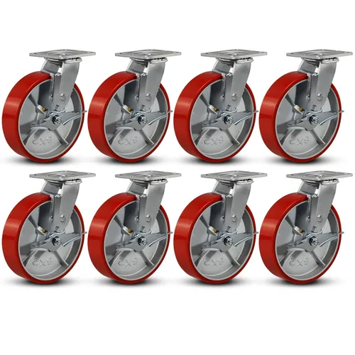 Miniatura 51 de Ruedas industriales de 4 x 2 pulgadas, ruedas resistentes, ruedas de poliuretano, capacidad de hasta 3200 libras. Uso para camión de plataforma