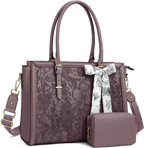 Miniatura 10 de MOSISO Bolsa para Portátil para Mujeres, 15.6-16 pulgadas Bolsa Tote de Piel Sintética Compatible con MacBook, HP, Dell, Asus Notebook, Bolsas