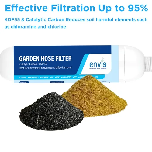 Miniatura 2 de Envig Filtro de Manguera de Jardín en Línea de Carbono Catalítico KDF Elimina Cloramina, Cloro, COV y Productos Químicos para Hidroponía