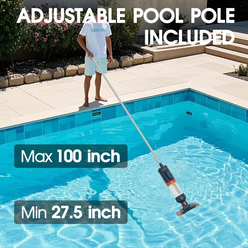 Miniatura 6 de Aspiradora de piscina inalámbrica, succión potente de 18.9 GPM, 100 pulgadas, tiempo de funcionamiento 1H, filtro ultra fino de pelusa de 25 µm