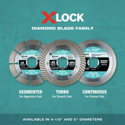Miniatura 7 de Makita E-12647 X-Lock 4-1/2" Diamond Blade Paquete variado para corte de mampostería, 3/pc