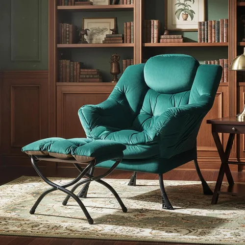 Miniatura 3 de Tiita - Silla perezosa con otomana, moderna y grande, sillón de descanso de acento de ocio, cómoda silla de sofá de lectura con reposapiés para Verde
