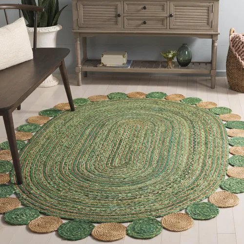 Miniatura 23 de SAFAVIEH Cape Cod Collection - Alfombra decorativa, 4 x 6 pies, beige y multicolor, hecha a mano de yute y algodón, trenzada estilo bohemio, ideal