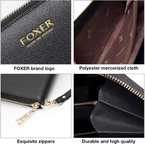 Miniatura 4 de Carteras de cuero para mujer, cuero genuino RFID bloqueo caja de regalo embalaje