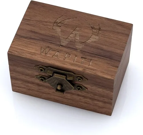 Miniatura 6 de Wapiti Incrustación de cuerno, turquesa y barril de whisky en anillo de tungsteno con caja de anillo incluida, Cuernos Madera de barril de whisky