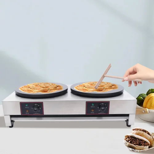 Miniatura 5 de Crepe Maker comercial eléctrico para panqueques antiadherente, 16 pulgadas, placa de 3400 W, temperatura ajustable para Blintzes, huevos, tortilla