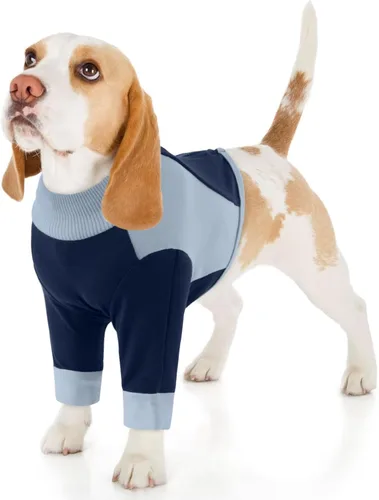 LeLePet Traje de recuperación para perros para piernas delanteras, pecho, hombro después de la cirugía, camisa de perro de manga larga para dejar de