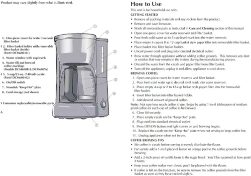 Miniatura 8 de BLACK+DECKER Cafetera de 5 tazas, DCM600B, color negro