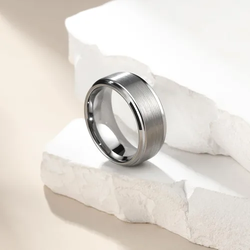 Miniatura 3 de King Will - Anillo de tungsteno básico para hombre, de 1564, 932, 516, 2364 y 2564 de pulgada, con acabado cepillado mate, ideal como anillo