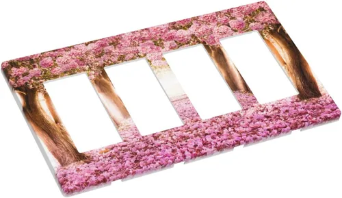 Miniatura 759 de Cubiertas de placa de pared de 3 gang con interruptor de luz de triple palanca, en negro y dorado con esplendor de oro rosa, estampado floral
