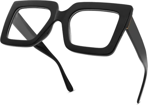 Miniatura 2 de Pro Acme Gafas de bloqueo de luz azul, marcos cuadrados grandes, anteojos falsos para mujer