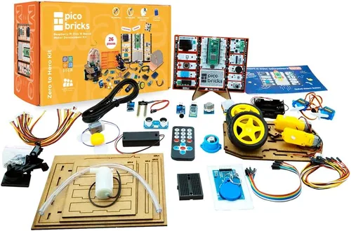Miniatura 12 de PicoBricks Raspberry Pi Pico W Kit de inicio con 12 sensores desmontables y extensa guía de aprendizaje, kit de codificación de bricolaje, Raspberry