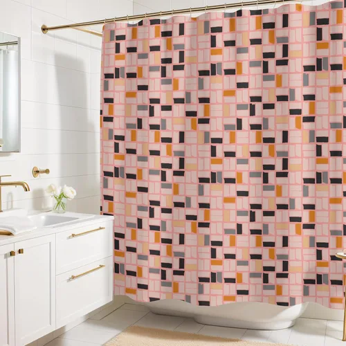 Miniatura 11 de Cortina de ducha con estampado floral coral oscuro - Patrón de flores negras moderno melancólico - Decoración moderna para el hogar - Cortina