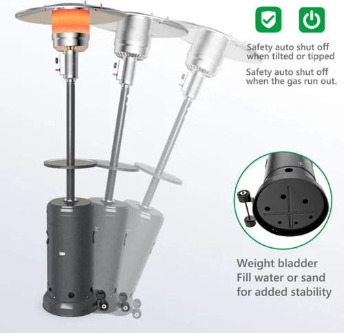 Miniatura 6 de Tangkula Calentador de propano de 50,000 BTU para patio con ruedas, calentadores para exteriores para patio con mesa, quemador de acero inoxidable