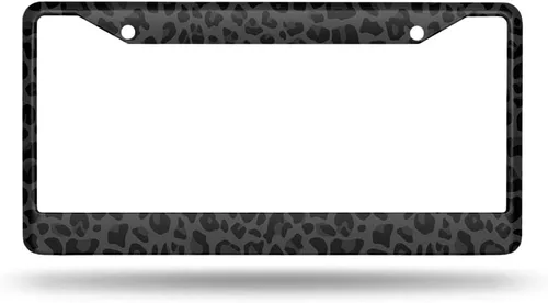 Miniatura 2 de Marco de matrícula negro con estampado de animales, soporte de matrícula con patrón de leopardo, marco de placa de coche con estampado de jirafa