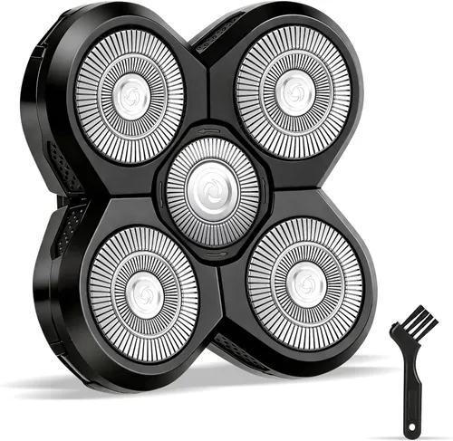 1 cabezal de repuesto para afeitadora de cabeza, 5 cuchillas para hombre para aseo calvo + 1 cepillo de limpieza, repuesto de maquinilla de afeitar