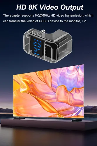Miniatura 5 de Jadebones Paquete de 2 adaptadores USB C con pantalla digital, conector USB-C macho a hembra de 180 grados de 140 W para interruptor, iPhone 16/15
