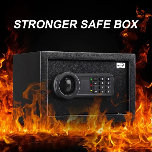 Miniatura 3 de Tenamic - Caja de seguridad de 0.4 pies cúbicos a prueba de incendios e impermeable, con teclado, caja de seguridad pequeña para gabinete, de acero