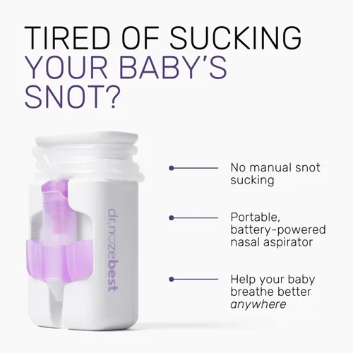 Miniatura 4 de Dr. Noze Best NozeBot On the Go Starter Bundle Aspirador nasal eléctrico para bebés con pieza nasal para recién nacidos y 40 filtros Regalo