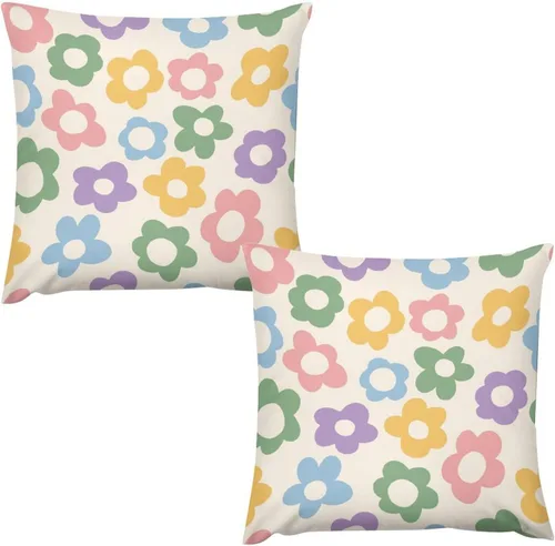 Miniatura 33 de Juego de 2 fundas de almohada florales retro de los años 70, Groovy Funky Hippie Flor Naranja Estética Boho Fundas de Almohada de 16 x 16 pulgadas