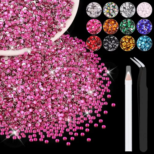 Miniatura 22 de 12000 diamantes de imitación de resina de 0.079 pulgadas a granel para manualidades (transparente), cristales deslumbrantes con parte trasera plana