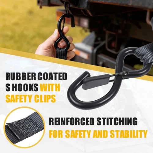 Miniatura 4 de Ayaport Correas de trinquete retráctiles de 1 pulgada x 12 pies (2 unidades) - Resistencia a la rotura de 1500 libras, correas de trinquete