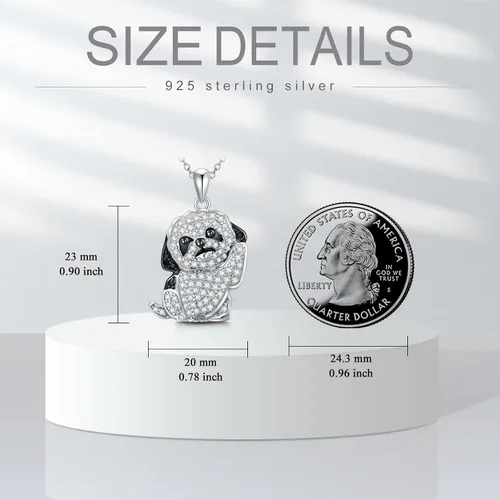 Miniatura 6 de Collares con colgante de perro de plata de ley S925 – 24 razas corgi/husky/labrador/pastor para mujer