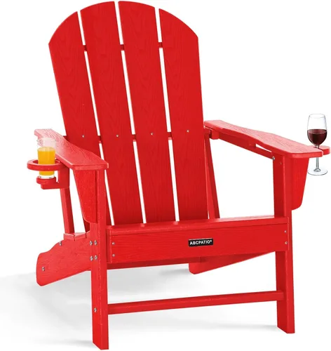 Miniatura 25 de Sillas Adirondack plegables – Silla Adirondack de plástico con soporte para tazas, sillas para exteriores resistentes a la intemperie