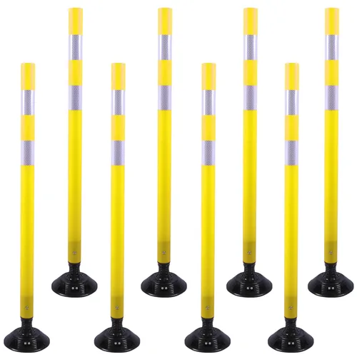 Miniatura 11 de OrangeStar Paquete de 8 conos de tráfico de 48 pulgadas con base de resorte, postes de delineador verdes con rayas reflectantes para seguridad vial
