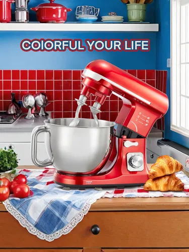 Miniatura 9 de Batidora con pedestal Fohere, con doble gancho para masa, látigo de alambre y batidora, batidora eléctrica de cocina con soporte, 5.5QT, mezclador