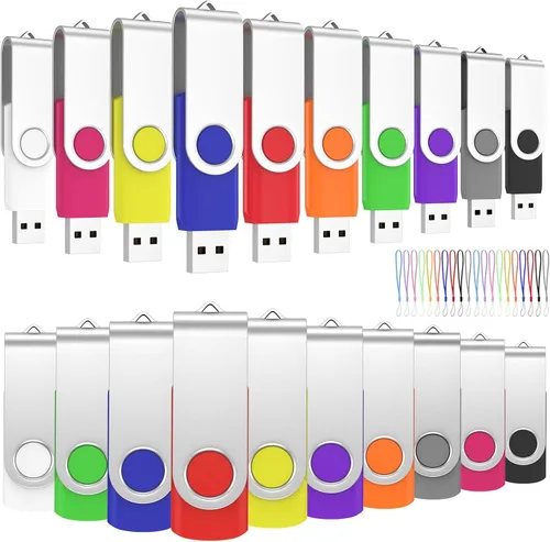 Miniatura 9 de ABLAZE Unidad flash de 128 MB, paquete de 10 unidades de memoria USB 2.0 con cordones, unidades de pulgar giratorias, disco Pendrive U a granel