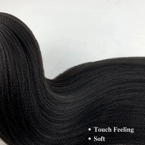 Miniatura 7 de Cabello trenzado preestirado, negro, hipoalergénico, preestirado, trenzado, sin nudos, sin picazón, suave