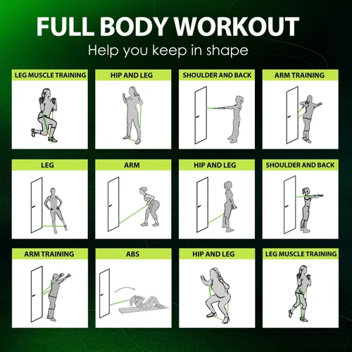 Miniatura 8 de WHATAFIT Bandas de resistencia, bandas de ejercicio, bandas de resistencia para entrenamiento, bandas de entrenamiento con asas para hombres y Verde