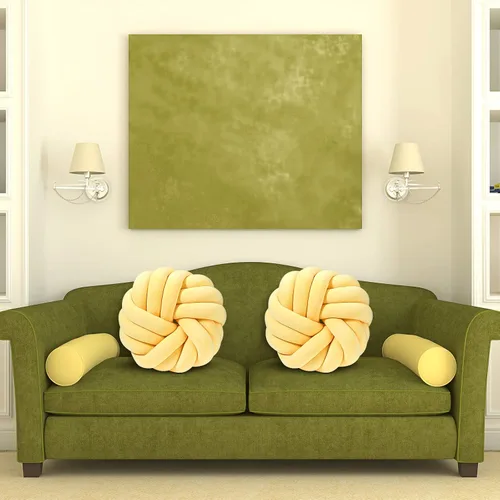 Miniatura 7 de Fumete 2 Piezas Almohadas de Nudo Redondas de 14 Pulgadas, Almohada de Bola de Nudo de Felpa Suave Decorativa, Hecha a Mano, Anudada, Cojín Amarillo
