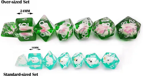 Miniatura 9 de Bescon - Juego de dados de gran tamaño para animales DND, juego de dados gigantes poliédricos de conejo de 7 piezas, dados de gran
