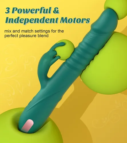Miniatura 4 de Consolador vibrador de empuje de conejo grueso, juguetes sexuales para adultos, vibrador de punto G para placer femenino, dispositivo