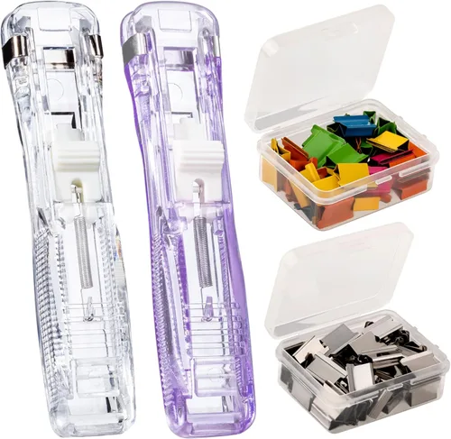 Miniatura 9 de Dispensador de Clips de Papel Portátil Reutilizable - Capacidad de 40 Hojas, 2 Dispensadores con 100 Clips de Repuesto (50 Plateados + 50 de Color)