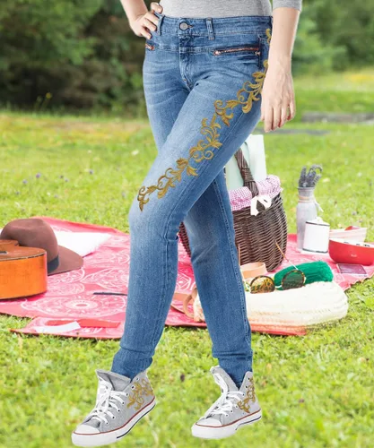 Miniatura 5 de 6 piezas de hojas metálicas bordadas para planchar con estampado de flores y vides, apliques de encaje, diseño largo de desplazamiento para vestido