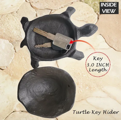 Miniatura 4 de Ocultador de llaves de tortuga de hierro fundido, soporte oculto para llaves, estatua decorativa de jardín, lugar secreto para llaves de repuesto