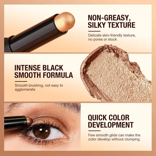 Miniatura 4 de Juego de barras de sombra de ojos, color crema mate para ojos, lápiz de ojos brillante, sombra de ojos impermeable, larga duración Conjunto B