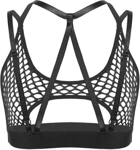Miniatura 2 de Haitryli - Malla de malla para mujer, con cuello halter y correas de espagueti, cruzadas, ropa de baile