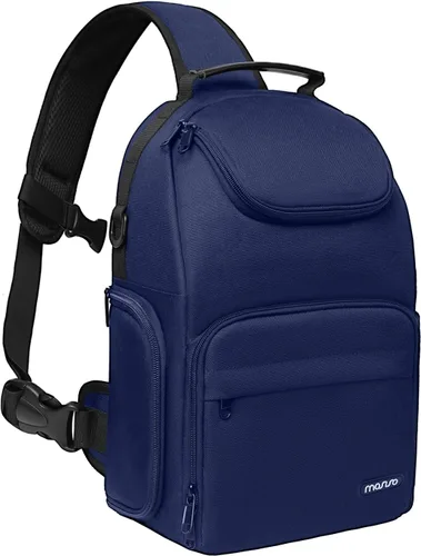 Miniatura 8 de MOSISO Bolsa bandolera para cámara, funda para cámara DSLR/SLR/sin espejo, mochila cruzada para fotografía con soporte para trípode e inserciones
