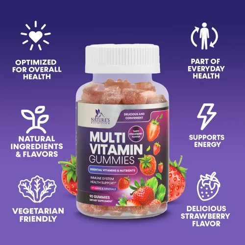 Miniatura 6 de Gomitas multivitamínicas para adultos – Gomitas multivitamínicas diarias para adultos con vitaminas A, C, D, B12 para mujeres y hombres, suplemento