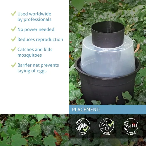 Miniatura 5 de Biogents GAT2 - Trampa para mosquitos – Trampa para poner huevos no eléctrica y ecológica para control de mosquitos tigre – 12 trampas con 10