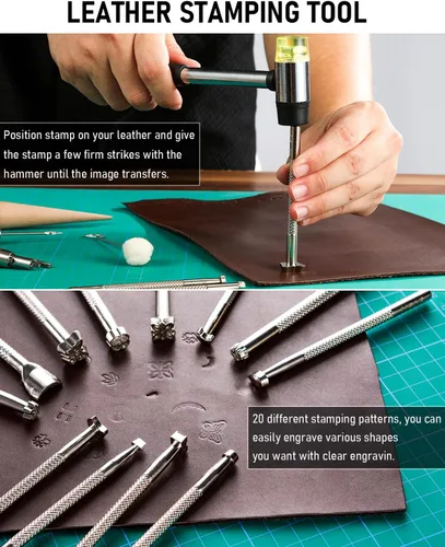 Miniatura 4 de Nicpro Kit de herramientas de cuero de 85 piezas Kit de herramientas de trabajo de cuero con bolsa de almacenamiento personalizada, kit
