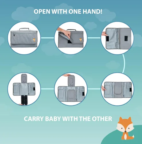 Miniatura 4 de Lil Fox Cambiador de pañales portátil - Cambiador de pañales de una mano para bolso de pañales o mesa de cambio. Regalos unisex para baby shower