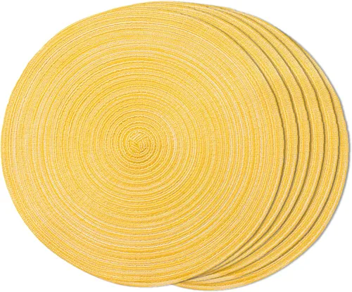Miniatura 29 de FunWheat Juego de 4 manteles individuales redondos trenzados para mesas de comedor, manteles tejidos resistentes al calor, 15 pulgadas