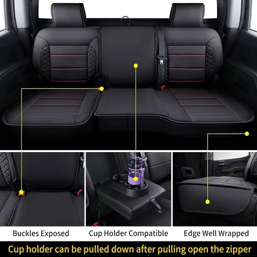 Miniatura 5 de LUCKYMAN CLUB D04-S2 Fundas para Asientos Silverado, Compatibles con 2014-2018 Chevy Silverado GMC Sierra 1500 y 2015-2019 2500HD 3500HD Crew Cab