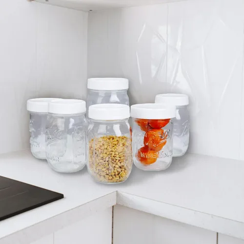 Miniatura 4 de 2 docenas de tapas de tarro Mason de boca regular, tapas de plástico para almacenamiento de tarros Mason y más, estándar, diámetro 70 mm, blanco